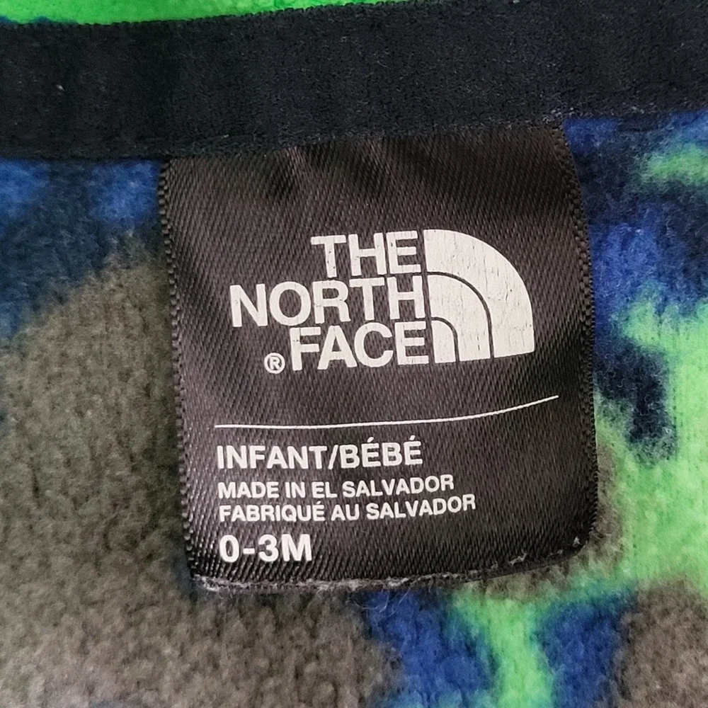The North Face Infant Baby Boys 0-3 Month Fleece Jacket Hooded Camo Neon Newborn